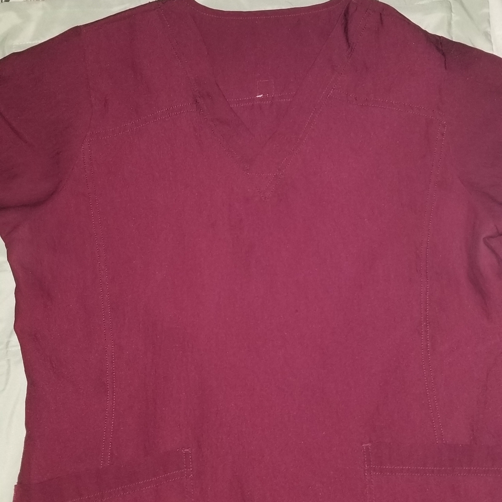 Maroon Scrub Top & Bottom Set with Bonus Top